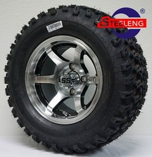GOLF CART 12"x7" MACHINED 'GT' WHEELS / RIMS and 23" All Terrain TIRES SET OF 4
