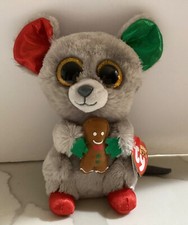 Ty MAC Christmas Mouse with Gingerbread Man Beanie Boo - 6  NEW