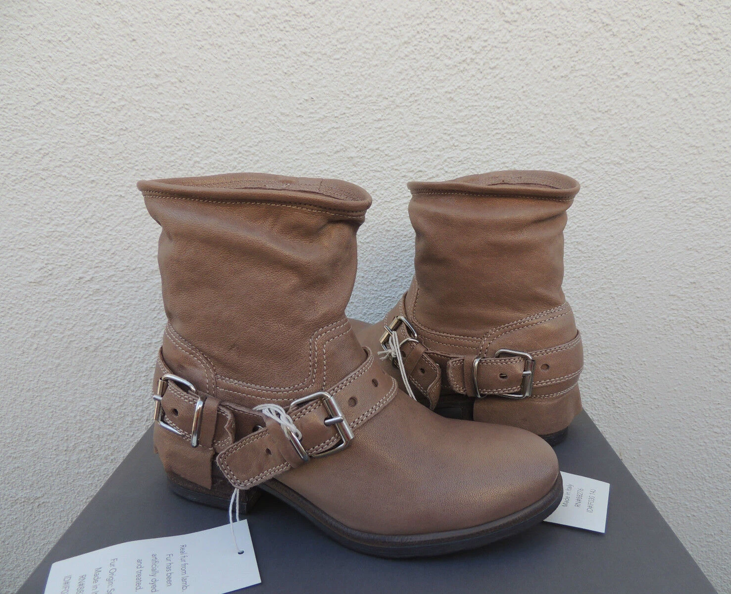 STIVALI UGG COLLECTION ARIA PELLE DI CASTAGNO PELLE DI PECORA US 5 5 EUR 36 5 NUOVI CON SCATOLA