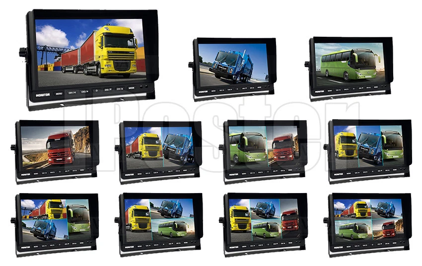 9" Quad Monitor 12V/24V Reversing CCD Camera For Truck Trailer Caravan 360 View - Image 3 of 4