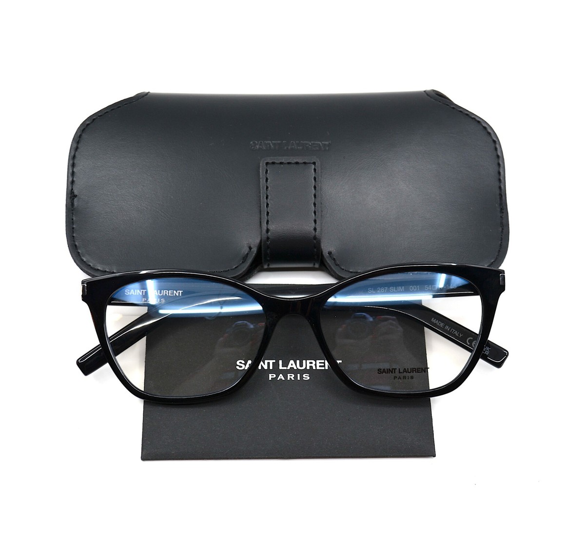 SAINT LAURENT SL 287 SLIM BLACK AUTHENTIC EYEGLASSES FRAME Saint Laurent Classic SL 287 Slim Eyeglasses 001 Black 100  main image 3