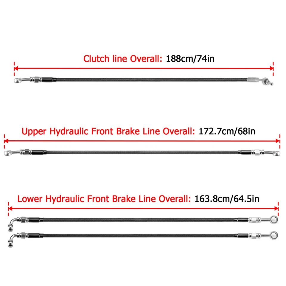 Guidão hidráulico de 12 pol. a 14 pol. embreagem e linhas de freio para Harley 14-16 Touring ABS - Imagem 2 de 4