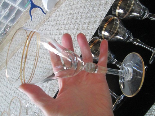 5 Lenox? Goldrand Kristallglas Weingläser Stielgläser zart / Vintage groß - Bild 2 von 2