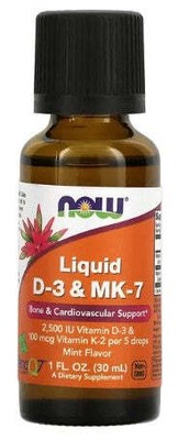 Now Foods - Liquid D-3 & MK-7, Mint Flavor, 1 fl oz (30 ml), by NOW