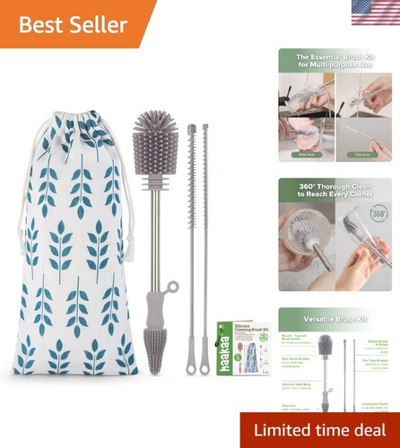 Durable Silicone Cleaning Brush Kit - Effortlessly Scrub Baby Bottles & Tubes
