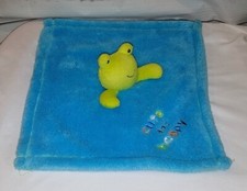 Baby Gear Blue Green Plush Frog Lovey Security Blanket Cute and Happy