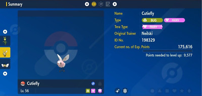 Pokemon Scarlet & Violet 6IV Shiny Cutiefly Max EVs