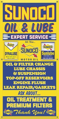 SUNOCO LUBE OIL CHANGE GAS SERVICE STATION OLD SIGN REMAKE BANNER SIZE OPTIONS