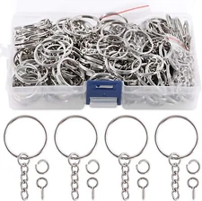  450Pcs 1" 25mm Key Chain Rings Kit, Including 150Pcs Keychain Rings Sliver