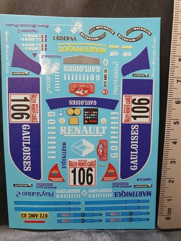 Planche Decals 1/24 Renault Clio 1600 Monte Carlo Colorado VV24051 de Haute Précision