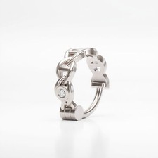 14K White Gold Diamond Chain Nose Ring with Clicker Closure Cartilage Piercings