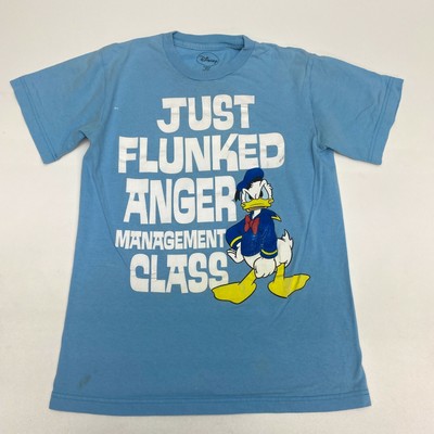 Disney T Shirt Mens Small Blue Donald Duck Just Flunked Anger Management Class Ebay