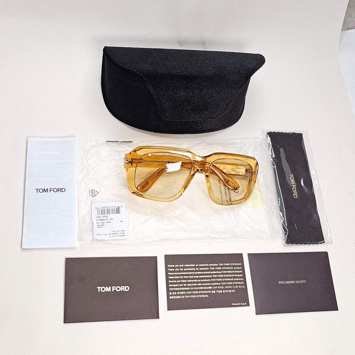 Tom Ford Sunglasses Bailey-02 Yellow Honey Transparent Square