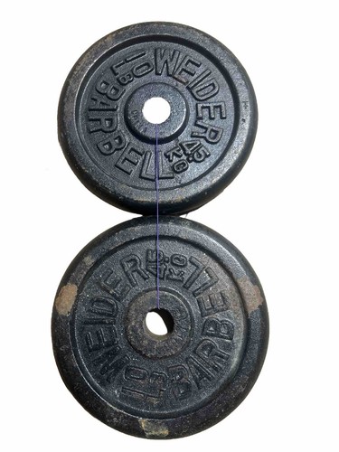 Par of Vntage 5LB Weder Barbell Dumbell Weght Plates 10 lbs Total