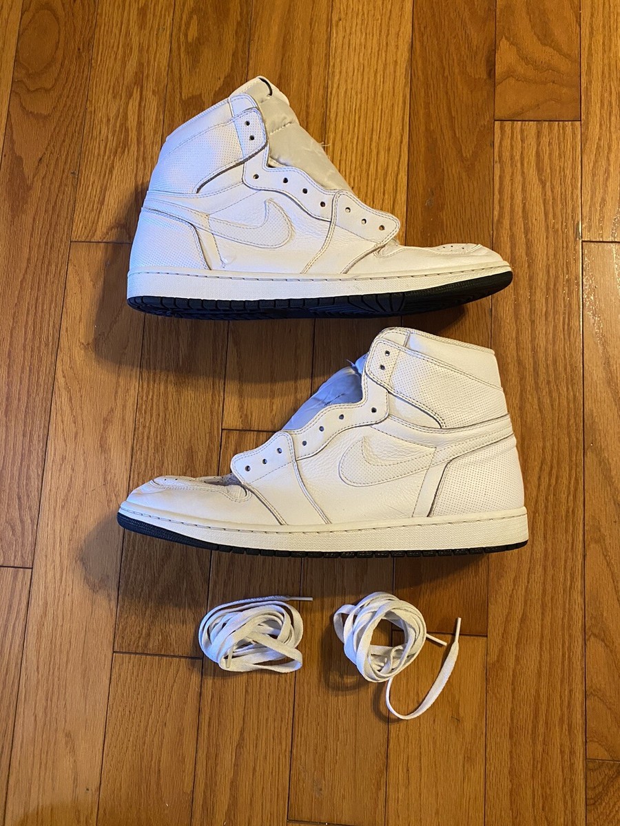Air Jordan 1 High White Perforated 555088-100 2016 Size 15 Pre