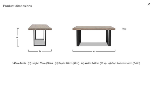 Furniture Village Bodahl 'Terra' Dining Table Compact Smoked 140cm U Shaped Legs - Picture 8 of 8