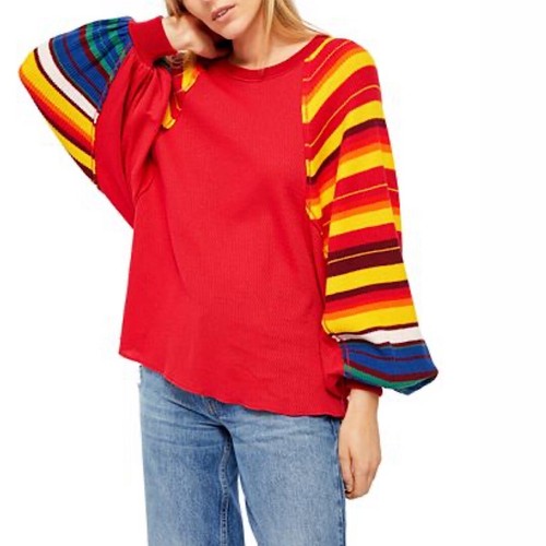 Free People Rainbow Dreams Pullover Sweater Knit Top Size L