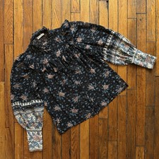 Ulla Johnson Antoine Floral 100% Silk Sheer Blouse Women Size 2 Coquette Prairie