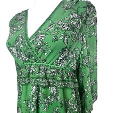 MAX STUDIO LONDON | NEW Medium Kelly Green Floral Balloon Sleeves Lined Dress