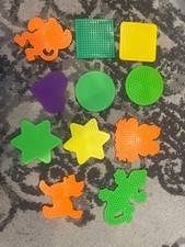 11 Perler Beads Pegboard Variety of Plates, circle, frog, dog, lizard, monkey