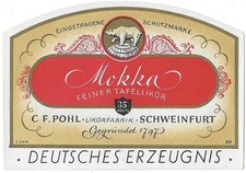 Etikett mit Eisb&auml;r, Mokka Tafellik&ouml;r, Pohl Schweinfurt