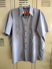 Red Kap button down Mens Shirt Size XL Blue Plaid checkered Short Sleeve 