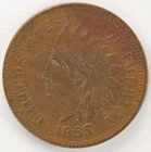 AU Details 1865 Fancy Indian Head Cent Environmental Damage