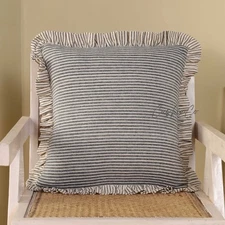 Linen Striped Print Ruffle Throw Pillow Cover Decorative Sofa Decor Cushion