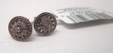 Vintage Macy's Sterling Silver and Diamond Stud Earrings NEW with Tags .1ct TW