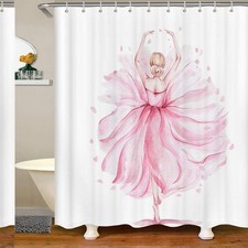Pink Ballerina Girl Pattern Shower Curtain 72" x 72"