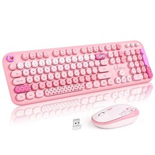 MOFII Wireless Keyboard and Mouse Combo, Cute Retro Typewriter Keyboard and S...