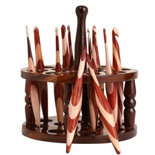 Wooden Crochet Hooks, Set of 12 Premium Maple  Red Wood Knitting Hooks, 3.5m...
