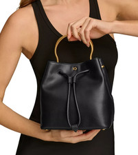 Donna Karan New York Lawrence Snakeskin Print Leather Crossbody Bucket Bag