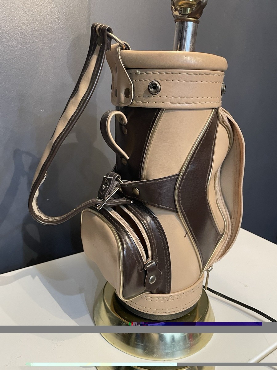 貴重レア！アメリカヴィンテージ　ゴルフバッグの卓上ランプ　GOLFインテリア照明 Vintage Golf Bag Table Lamp Tan Brown Leather Mini Golf Bag Lamp