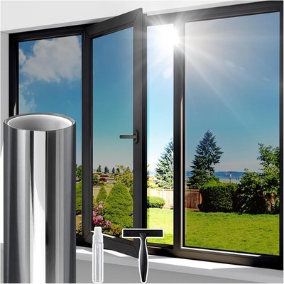 Fensterfolie Spiegel Einweg Sichtschutz UV Hitze Reflektierend Tönung Schwarz 90x1000cm