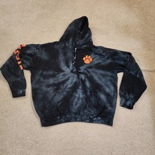 Sudadera con Capucha Colortone Para Hombres XL Negra Gris Tie Dye Estampado Pata de Tigres Pullover Sudadera