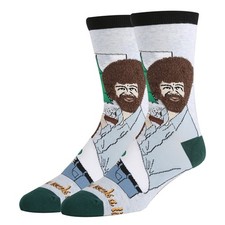 Men s Bob Ross Novelty Crew Socks Funny Christmas Cotton Socks, Size 8-13
