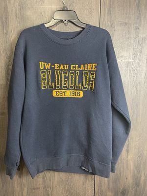 #ad Vintage Eau Claire Hoodie Sweatshirt University Blugolds UWEC Logo Adult M Blue $31.99