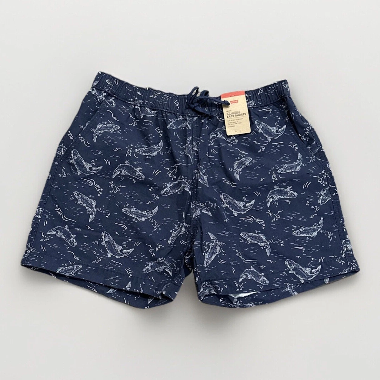 Levi's Shorts Mens Large XX Chino Easy 6" Naval Academy Fishing Print Blue