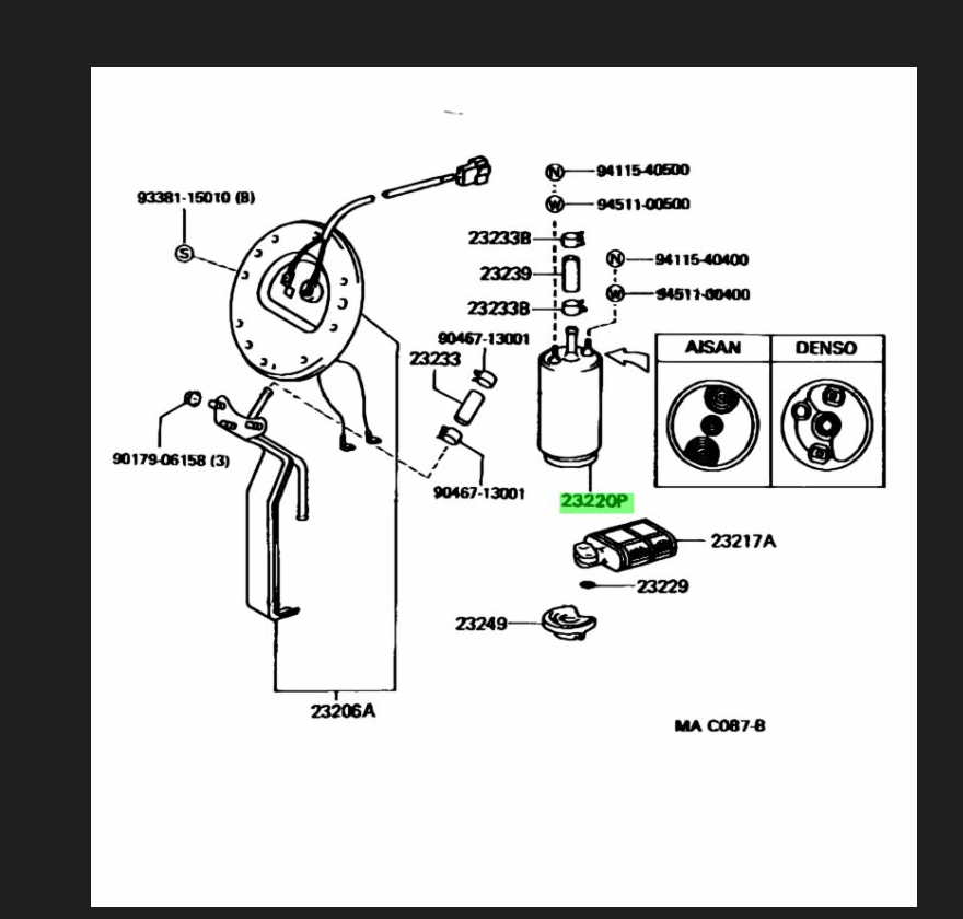 Toyota Genuine OEM MR2 SW20 89/12-99/08 3SGTE Fuel pump 23221