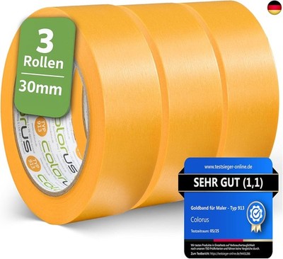 Colorus 3 x Profi Soft Tape 30 mm x 50m | Professionelles Abkleben, Abdecken |