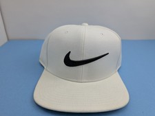 Nike Pro Cap White Black Swoosh Flat Bill Snapback Hat FV5522-100 L/XL