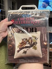 AVON Creative Needlecraft OWL MATES PILLOW Crewel Embroidery Kit 1973 NIP
