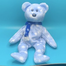 Ty Beanie Babies Holiday Teddy Blue Bear 1999 Snowflakes Scarf Retired no Ty Tag