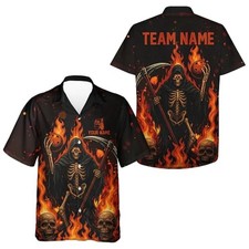 Personalized Orange Hawaiian Bowling Aloha Shirt Beach Summer Gift