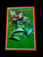 1 VTG NOS Norcross Xmas Greeting Card In French 3 Festive Holiday Bells Chiming