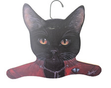 Wood Black Cat Clothes Accessories Hanger Punk Rock Biker Retro Eclectic Decor