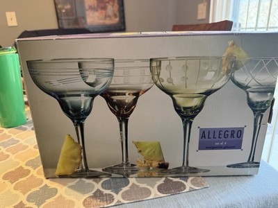 4 Laura Glass ALLEGRO Swirls/Line Dot/Line Square/Crisscross Margarita Glass 4