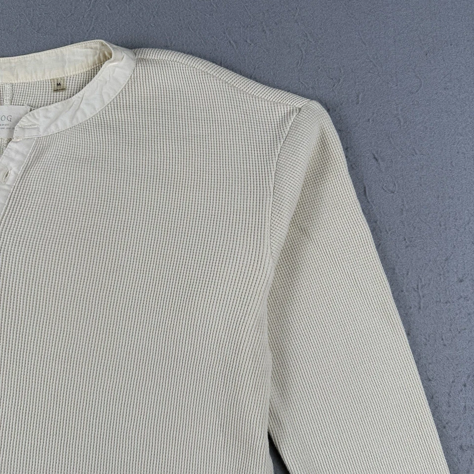 Camisa Fear Of God Henley Para Hombre Mediana Blanca Alargada Térmica Waffle Manga Larga Foto 3 de 4