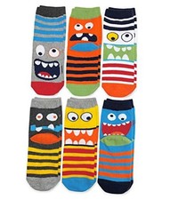 Boys' Monster Pattern Crew Socks 6 Pair Pack 12-24 Months Multi